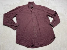 RedHead Shirt Mens Medium Red L Button Up Plaid Sleeve Pocket