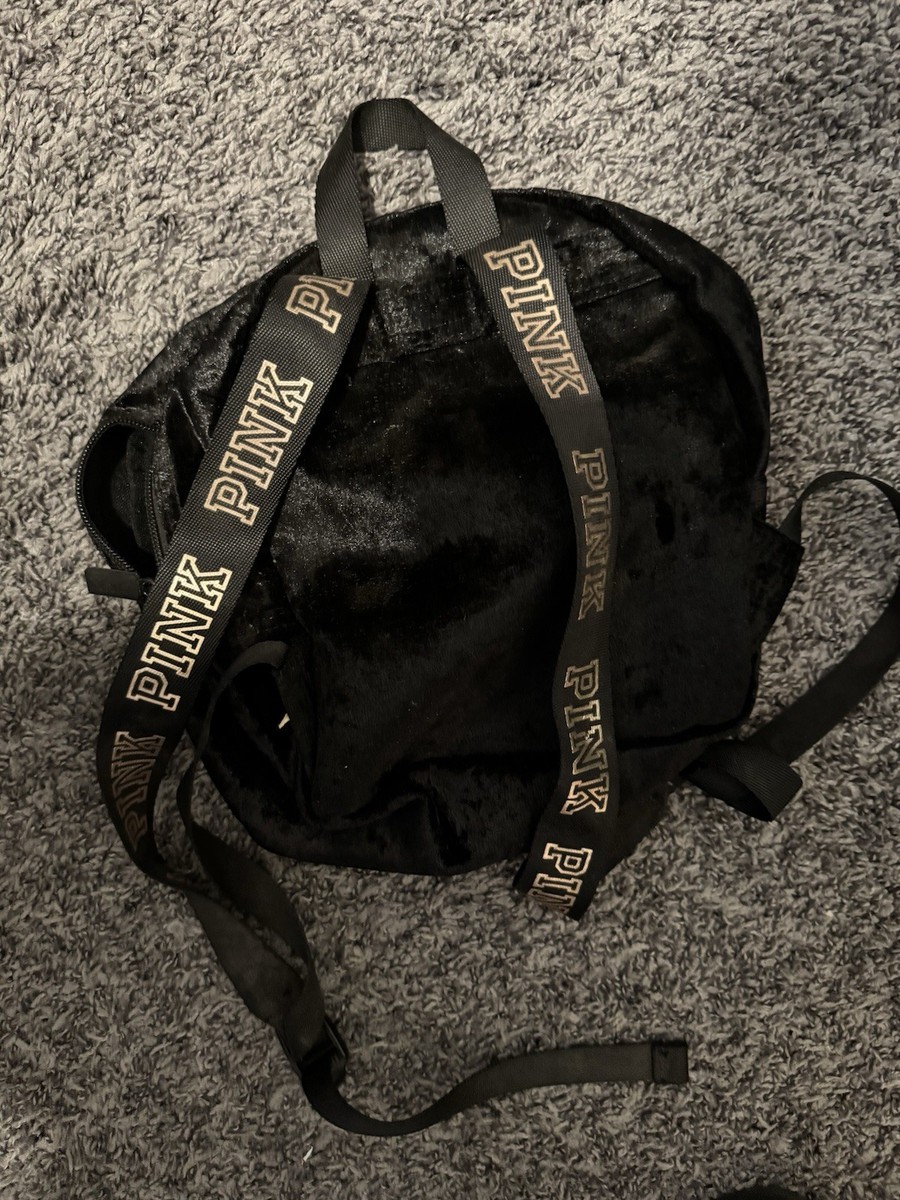 Pink Velvet and Black Mini‎ Backpack with Decorative Accents Victoria main image 2