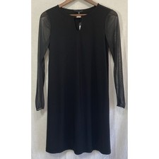 Tiana B Black Sheath Dress XS NWT Mesh Sleeves Keyhole Rhinestone Accent