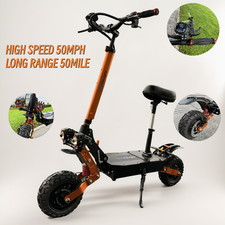 6000W Dual Motor Electric Scooter 50MPH Fast Speed 60V 30Ah Battery 11inch Tire