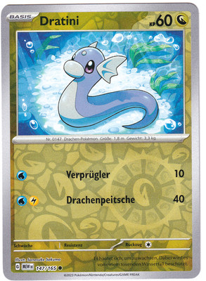 Pokemon Karte: Dratini Reverse 147/165 Pokemon 151 MEW Deutsch NM