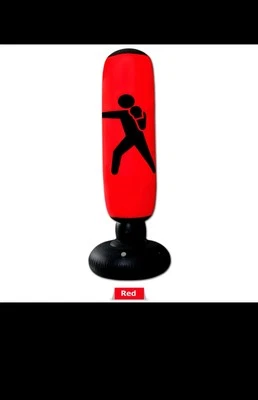 BESTUFF Inflatable Free Standing Punching Bag Boxing Cardio Kickboxing Training Red