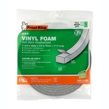 Frost King Vinyl Foam Tape - Closed Cell - Moderate Compression, 1/4 W, 1/8 T...