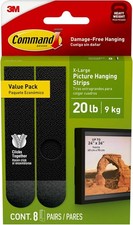 Command 20 lb XL Heavyweight Picture Hanging Strips 8 Pairs 16 Command Strips ,