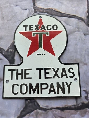 VINTAGE TEXACO THE TEXAS COMPANY DISTRIBUTOR PORCELAIN GAS SIGN.