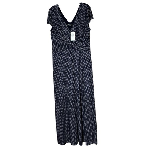 LAUREN RALPH LAUREN Black Label Printed V-Neck Short Sleeve Maxi Dress Size 16