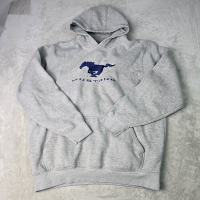 Ford Mustang Hoodie XXL Mens Sweatshirt Embroidered Gray READ