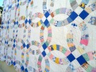 Vtg 30's 40's Wedding Ring Quilt hand stitched feedsack Cutter Quilt — photo 6