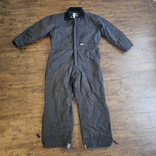 Walls Work Wear Insulated Coveralls Size XL Black Canvas W Corduroy Collar Heavy