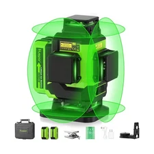Huepar Laser Level, Self-leveling 16 Lines Green Beam 4D Cross Line Tiling Fl...