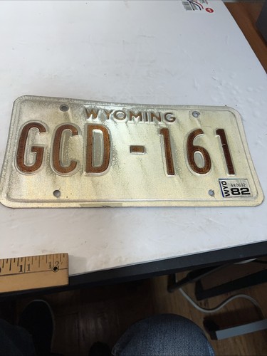 Wyoming embossed license plate!! 1982 Reflective Coating