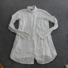 Reformation Shirt Womens S White Collared Button Front Linen Long Tunic Top