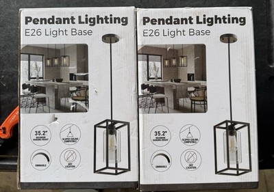 LOT OF 2 - Pendant Lighting E26 Light Base Drop Down Ceiling Lighting
