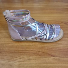 Cat  Jack Girls Size 4 Rose Gold Metallic Gladiator Sandals Strappy Summer
