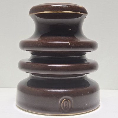 Vintage Oho Brass 4 3/4'' H 4 1/8'' D Insulator Ceramic Triple-Decked Saddleback