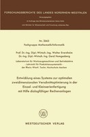 Walter Eversheim | Entwicklung Eines Systems Zur Optimalen Zweidimensionalen...