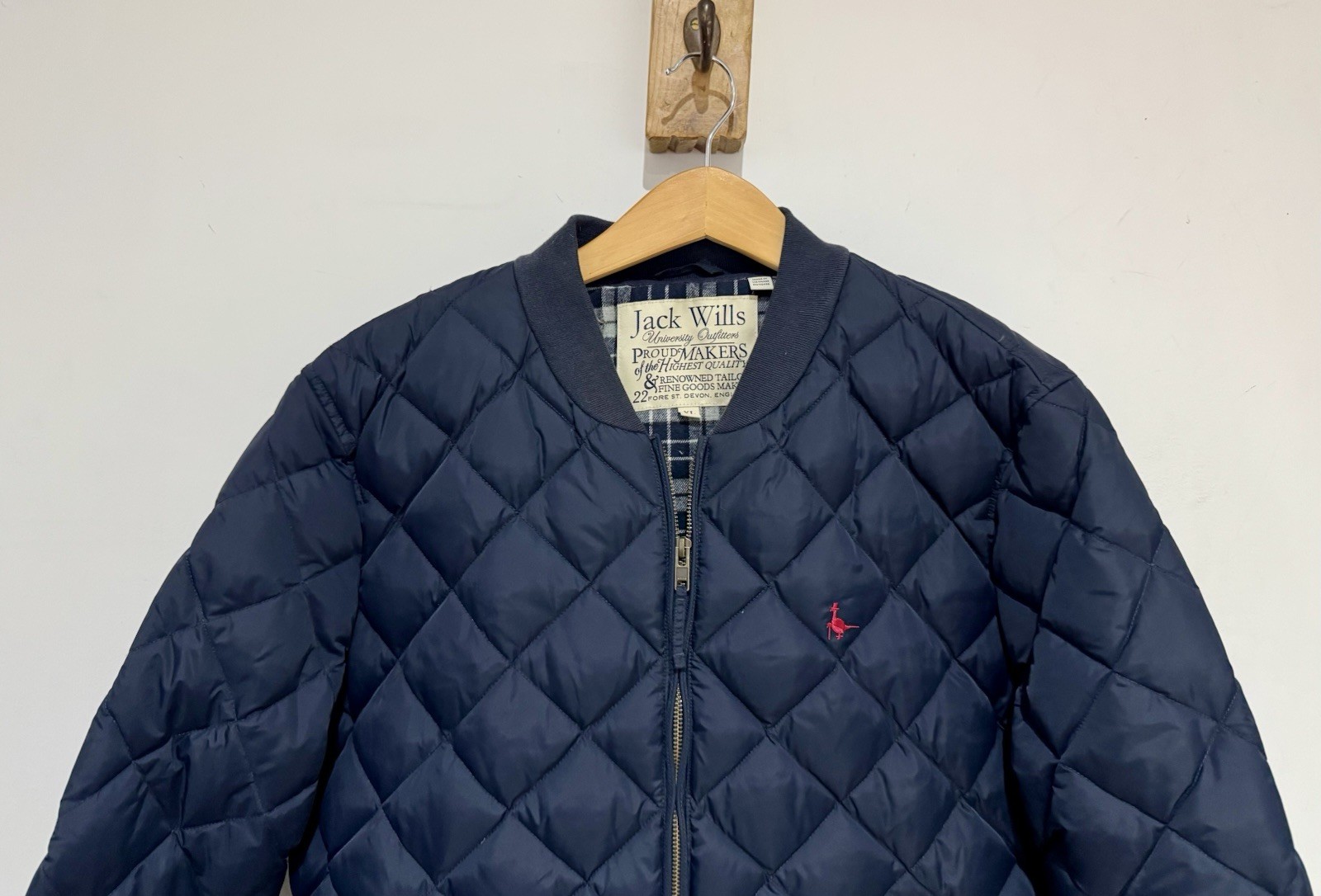 Jack Wills Rame Navy Down Feather Filled Diamond Quilted Bomber Puffer Coat XL image 2