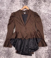 New Spin Doctor Jacket Large Womens Striped Steampunk Victorian High Low