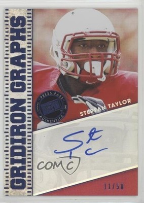 2013 Press Pass Fanfare Gridiron Graphs Blue 11/50 Stepfan Taylor Auto 0o9