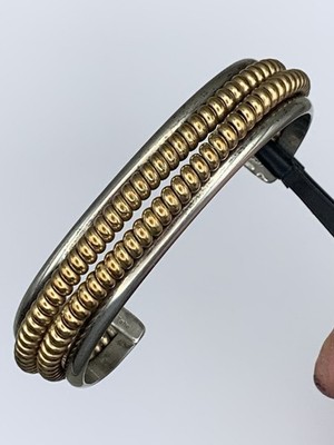 Sterling 925 12K Gold Filled Native American Handmade Cuff Bracelet Signed Tahe