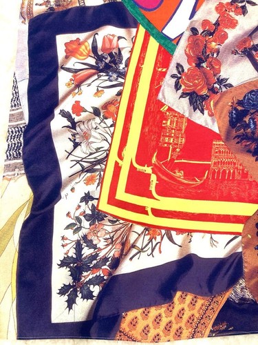 MOSCHINO Women Accessory Vintage Large Scarf Pattern Limited Edition VHTF Popula - Picture 6 of 12