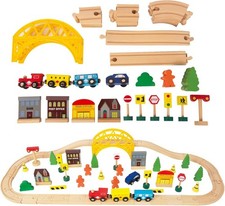 117Pcs Wooden Train Tracks Lot Railway Pieces Set Play for Thomas the Train Brio