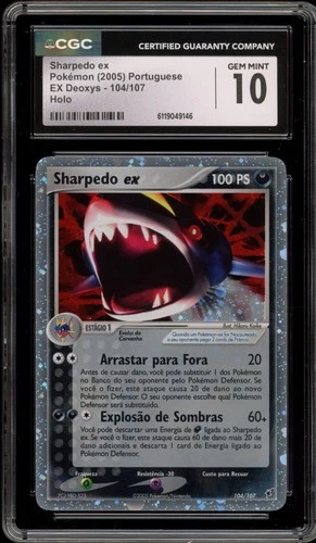 Pokemon Sharpedo ex EX Deoxys PORTUGUESE Holo Ultra Rare #104 CGC 10 Gem Mint