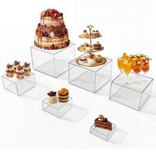 Acrylic Nesting Risers Display Stands Cube Boxes with Hollow Bottoms 6Pcs Cle...