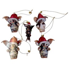 Gremlins Gizmo Stripe Ornament Lot of 5 Christmas Tree 3" Tall Holiday Santa Hat