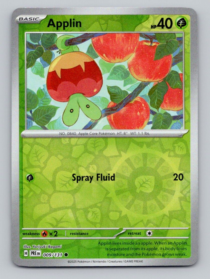 Applin 009/131 Common Prismatic Evolutions Pokemon Reverse Holo Near Mint