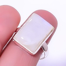 White Scolecite - India Handmade 925 Sterling Silver Ring s.9 R5813-37 A321