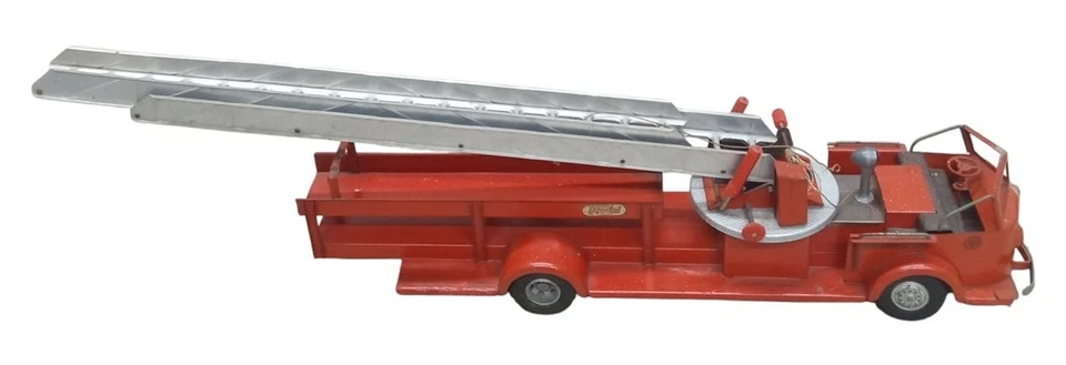 Игрушка пожарная машина прессованная сталь Rossmoyne American LaFrance антикварная коллекционная - Изображение 2 из 4