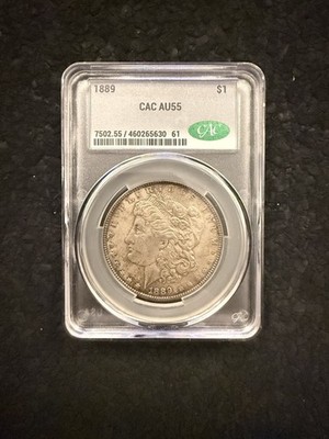 1889 Morgan Dollar CAC AU55 Philadelphia 90% Silver Coin Nice Patina