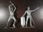 2 Vintage Marx 6" medieval silver figures