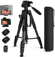 75" Camera Tripod, Aluminum Heavy Duty Camera Stand for Ipad Phone, Travel Tripo