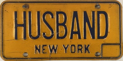 Vanity HUSBAND license plate Groom Wedding Bride Wife Marriage Just Wed Ring NY