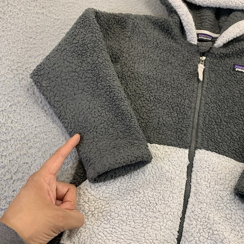 Patagonia Fleece Jacket Kids 5T Gray Full Zip Pockets Hooded Toddler Outdoor - Picture 3 of 13