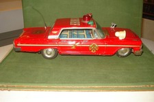1963 FIRE CHIEF FORD GALAXY -TOY JAPAN TIN LITHO BATTERY OPERATED CAR 12 INCHES