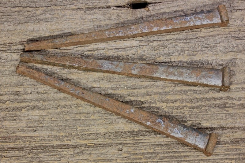 3 Old Large 5" Nails Square Spikes Vintage Rustic Easter Crucifixion Display