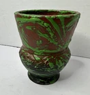 Greora 1930s Vintage Arts & Crafts Pottery Green Brown Ceramic Vase 5"