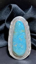 NEW HANDCRAFTED NATIVE STERLING SILVER TURQUOISE  ADJUSTABLE RING Sz 8