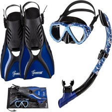 Seavenger Hanalei Anti-Fog 4-Piece Snorkeling Set, Dark Floral, Medium