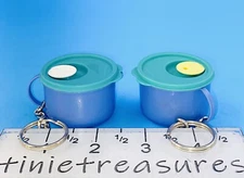 Tupperware keychain set of 2 Soup mug keychains Lot tinietreasures