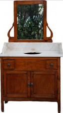 ANTICA TOILETTE SICILIANA IN LEGNO E MARMO -  PETTINIERA- SPECCHIO