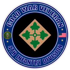 Cold War Veteran 4th Infantry Division Bumper Sticker Military Vinyl Decal 5"