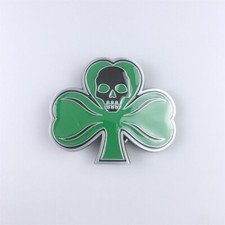 Emo Skull Clover Leaf Enamel Vintage Belt Buckle Gurtelschnalle