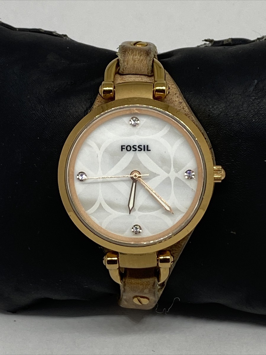 Fossil Georgia ES3151 Women's Tan Leather Analog Silver Dial