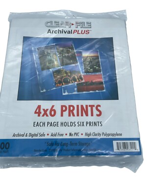 Clear File 4x6 Archival Plus Print Page/100 pk #350100B New/Sealed