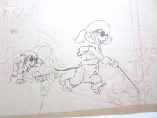 1936 THREE MOUSEKETEERS WALT DISNEY ORIGINAL PRODUCTION cel DRAWING mouse sword