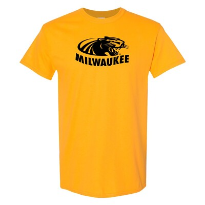 #ad #ad UW Milwaukee Primary Logo NCAA University T Shirt Gold $31.99